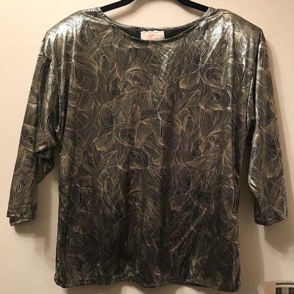 Vintage Tops - Metallic Liquid Gold Blouse black new vintage S/M